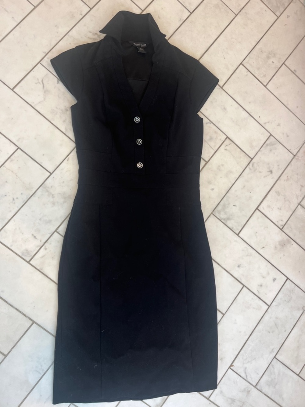 White House Black Market Black Cap-Sleeve Sheath Dress